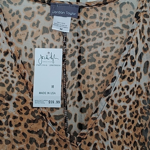 Jordan Taylor Leopard Print Brown & Gold Shear Beach Caftan Coverup M - Picture 10 of 11